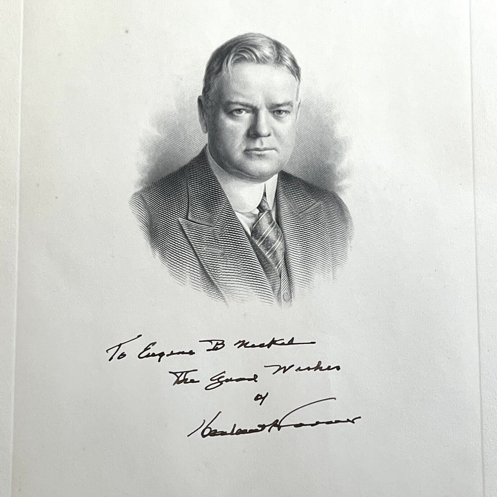 HERBERT HOOVER * JSA * Signed 11x14 Engraving Autograph Official BEP Portrait