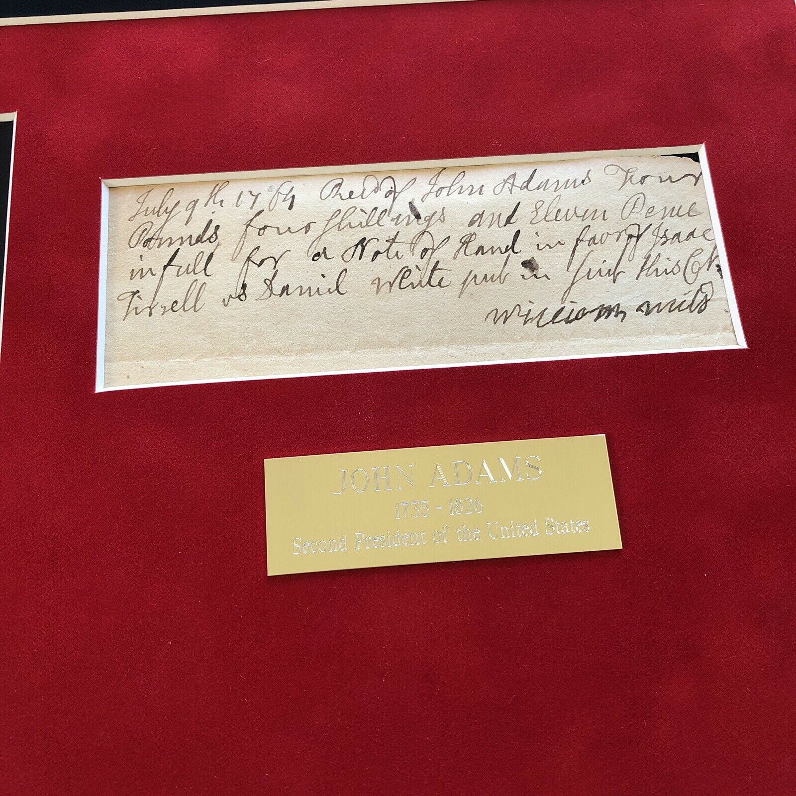 JOHN ADAMS * JSA COA * Scarce AUTOGRAPH Handwritten Note SIGNED * 2nd President
