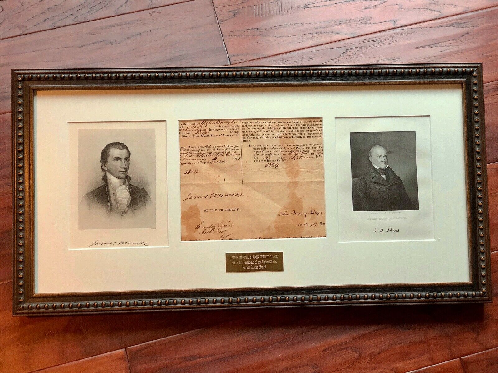 JAMES MONROE & JOHN QUINCY ADAMS * BAS * AUTOGRAPH Partial Patent SIGNED