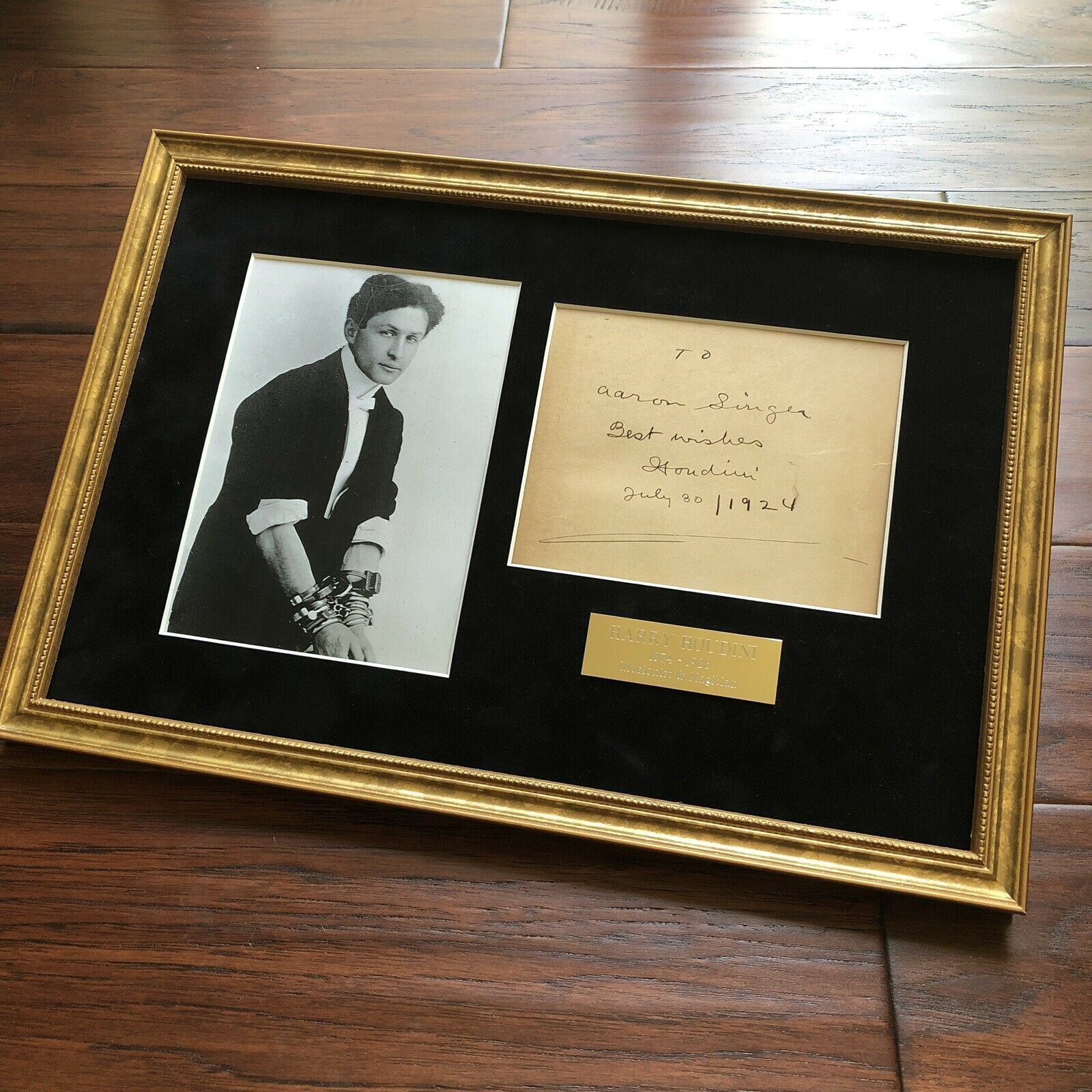 HARRY HOUDINI * PSA/DNA * Hand Signed & Inscribed Book Page * Magician Autograph