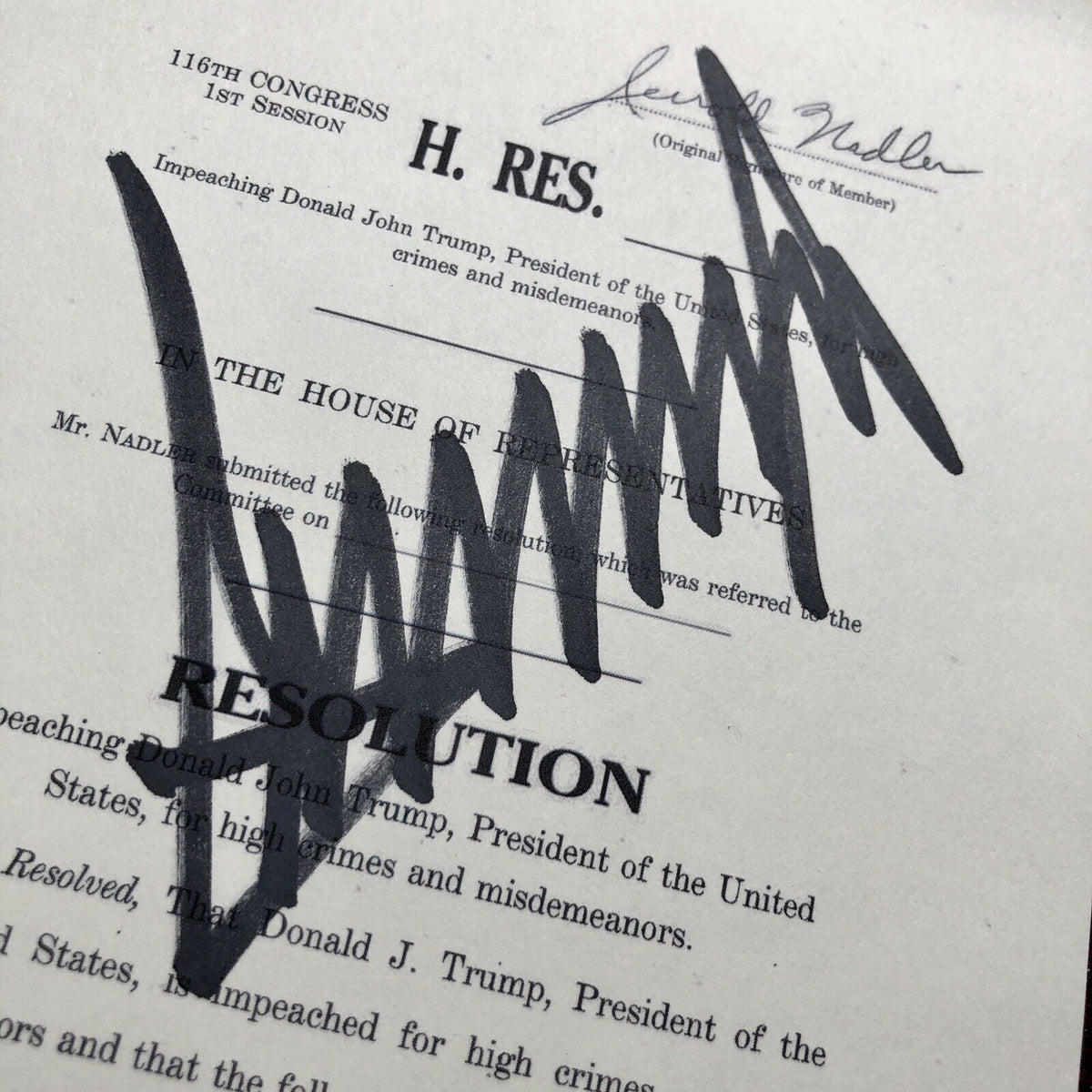 DONALD TRUMP * JSA LOA * Souvenir ARTICLES OF IMPEACHMENT Signed Autograph