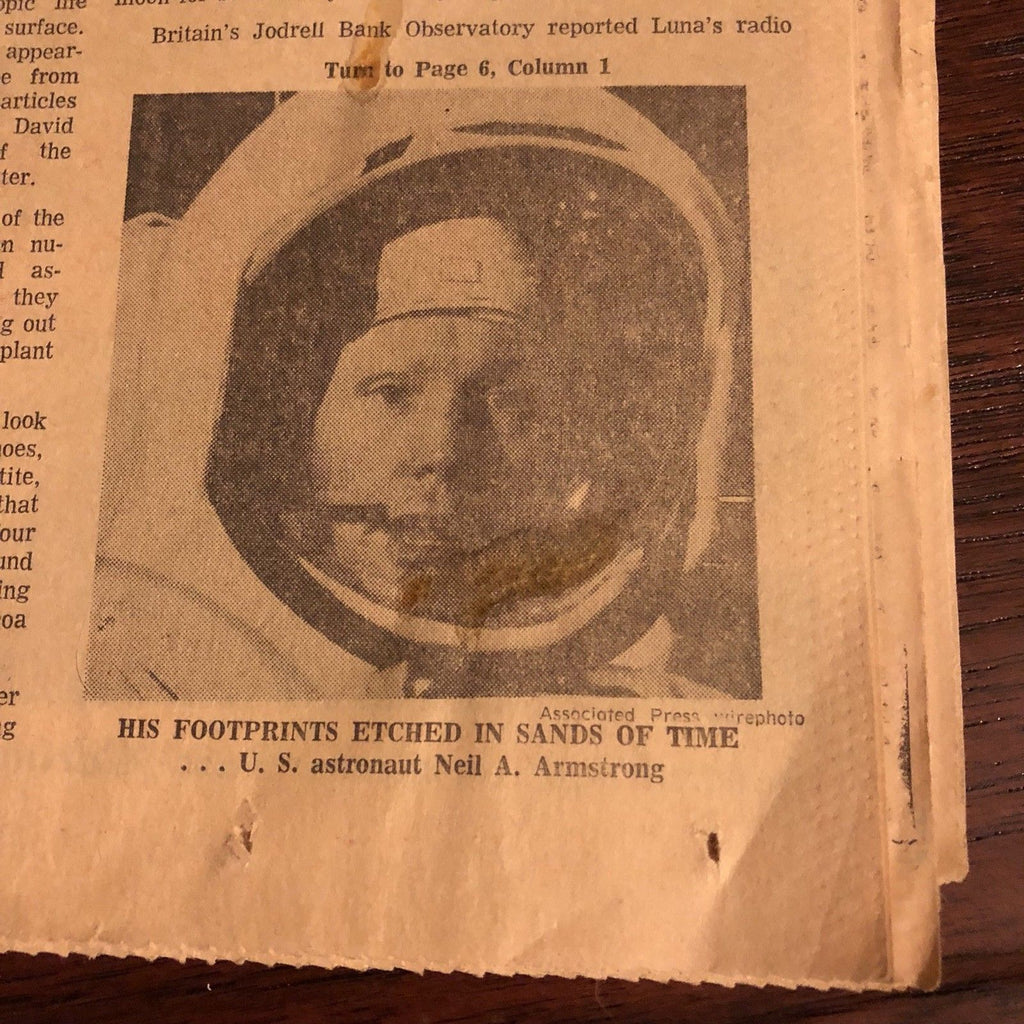 NEIL ARMSTRONG * Hand Signed Autograph Newspaper * APOLLO 11 * Zarelli Authentic