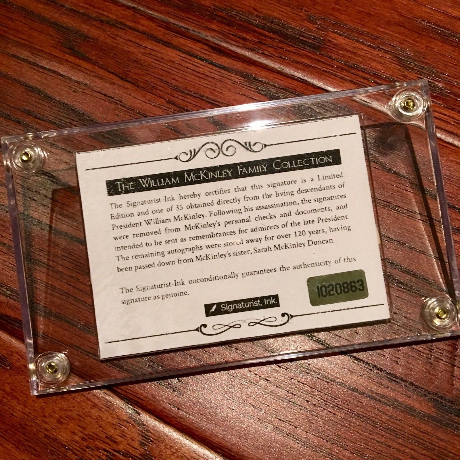 WILLIAM McKINLEY * AUTOGRAPH Cut Signed * McKinley Family Collection COA