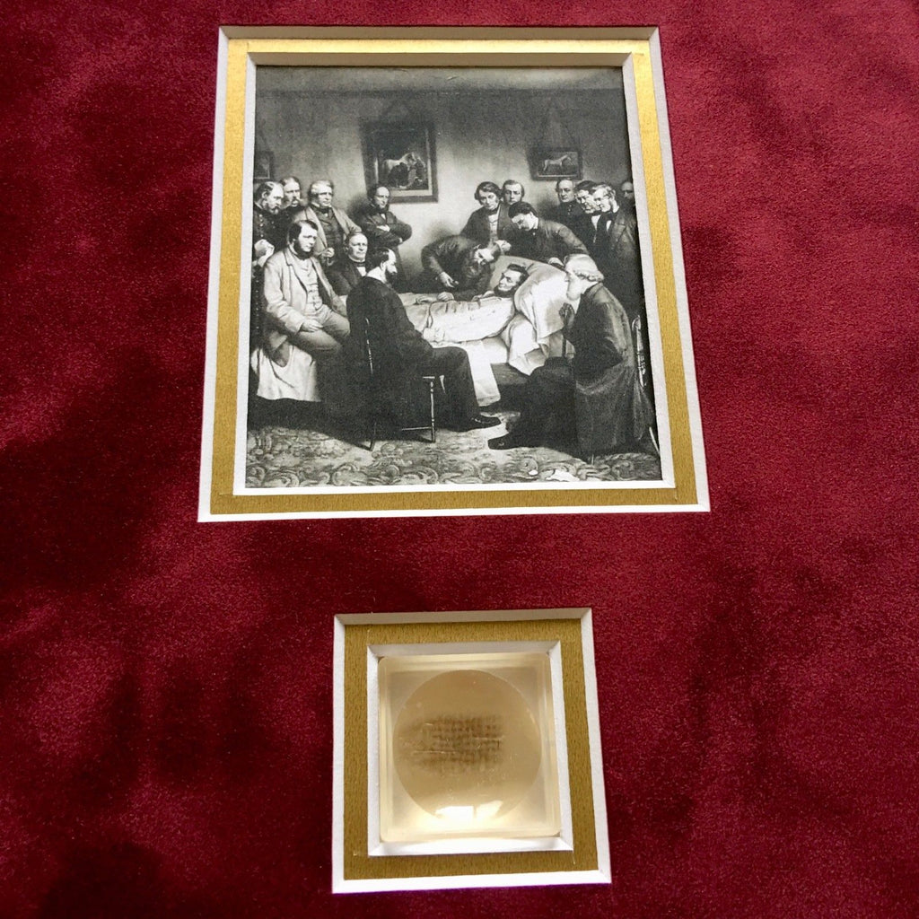 ABRAHAM LINCOLN * Genuine Assassination DEATHBED BANDAGE Relic + HAIR * COAs