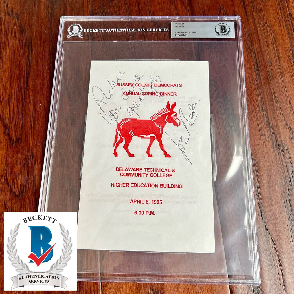 JOE BIDEN * BECKETT BAS Slab * Signed Democrat Donkey Autograph Pamphlet