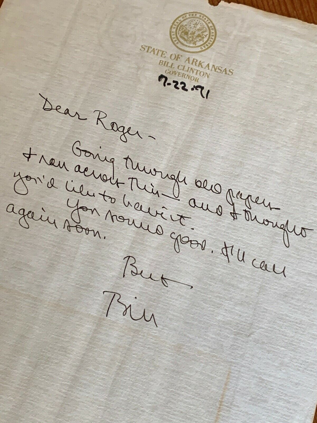 BILL CLINTON * JSA * AUTOGRAPH Letter SIGNED to Bro ROGER + rare PERSONAL photo!
