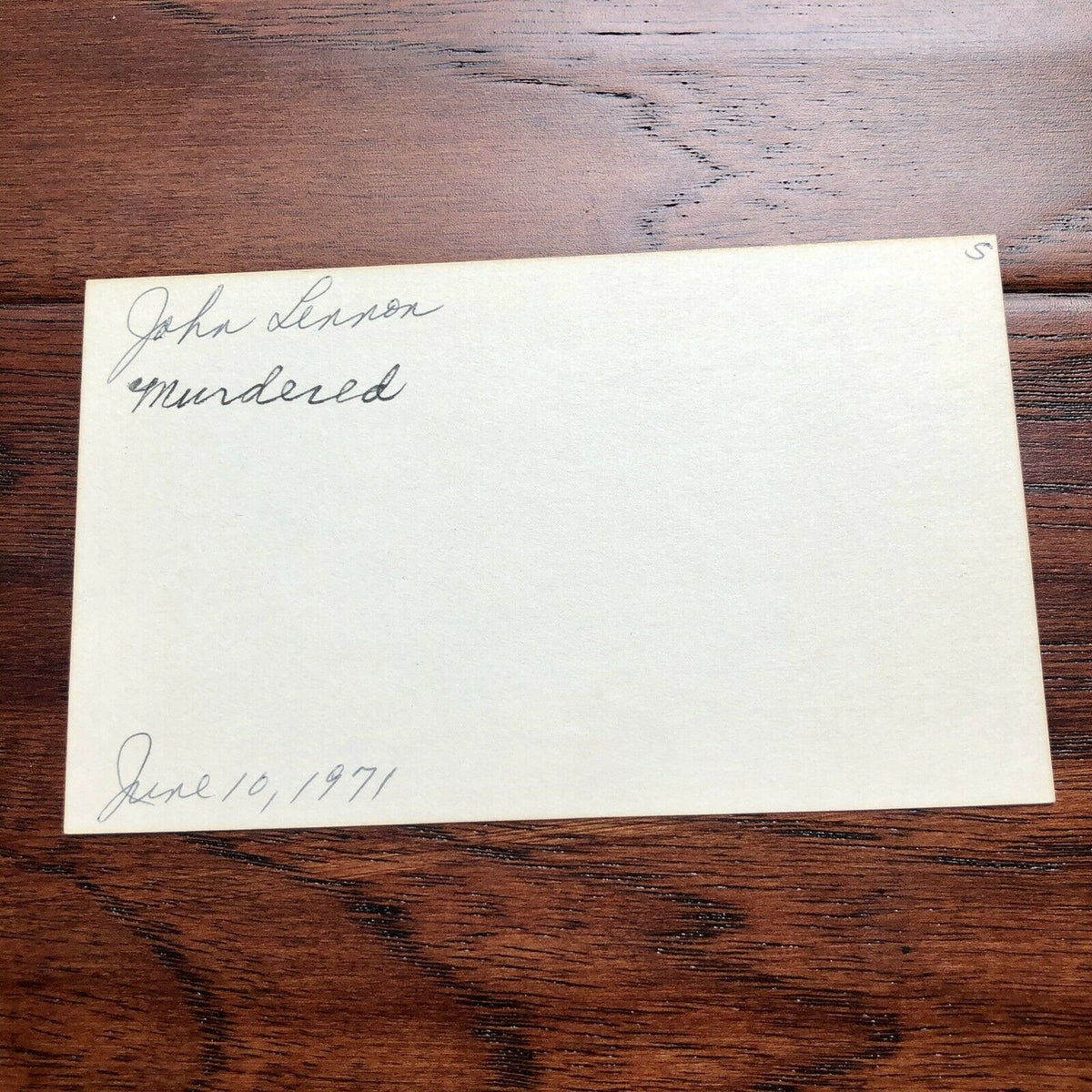 JOHN LENNON * JSA LOA * Signed Card While Recording Imagine * Beatles Autograph