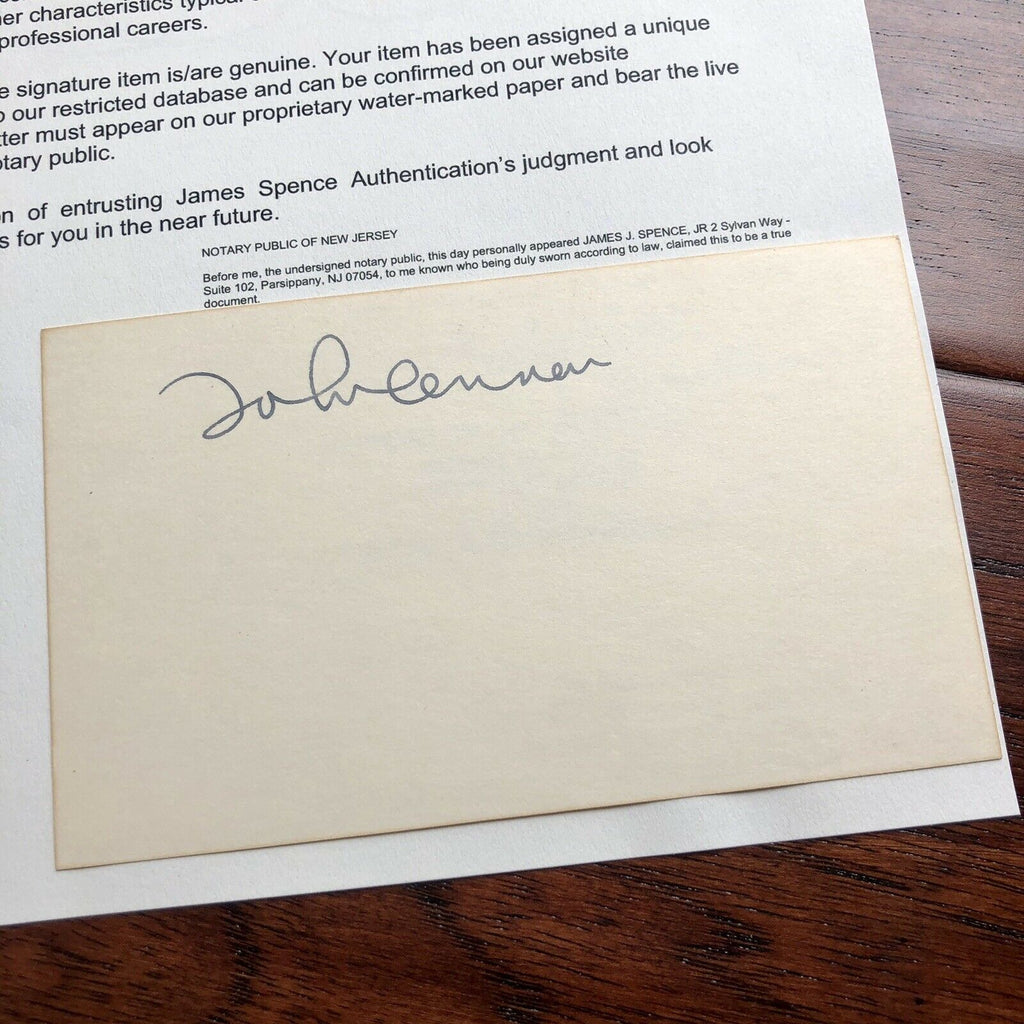 JOHN LENNON * JSA LOA * Signed Card While Recording Imagine * Beatles Autograph