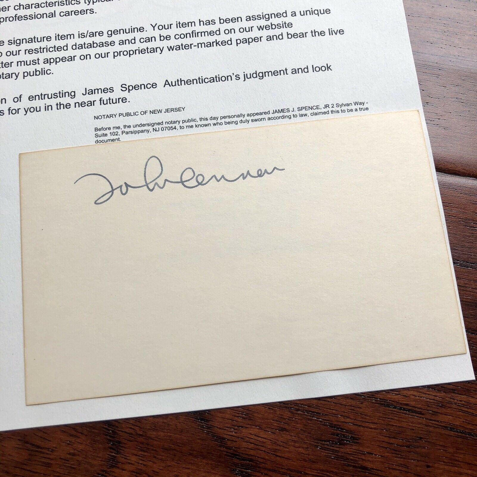 JOHN LENNON * JSA LOA * Signed Card While Recording Imagine * Beatles Autograph
