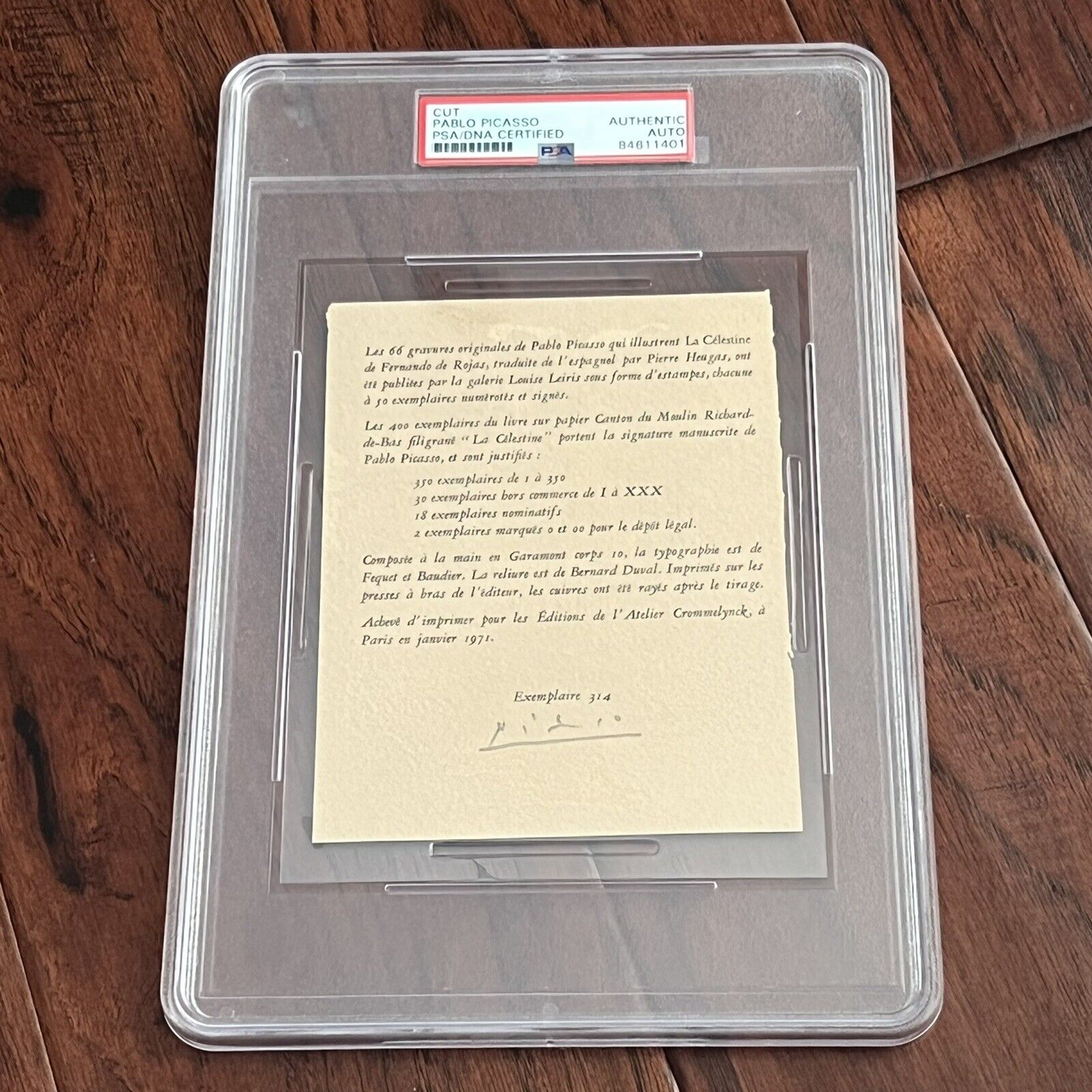 PABLO PICASSO * PSA/DNA * Signed La Célestine Limitation Page Autograph *