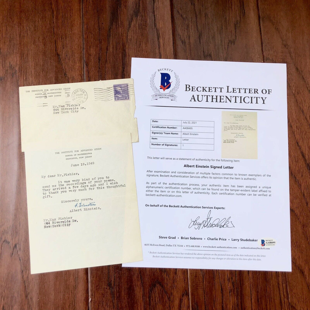 ALBERT EINSTEIN * Beckett BAS * Autograph Letter To Philosophy Author Signed *