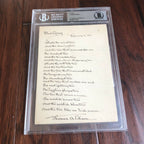 THOMAS EDISON * BAS Beckett Slabbed Autograph * Lengthy Handwritten Poem Signed