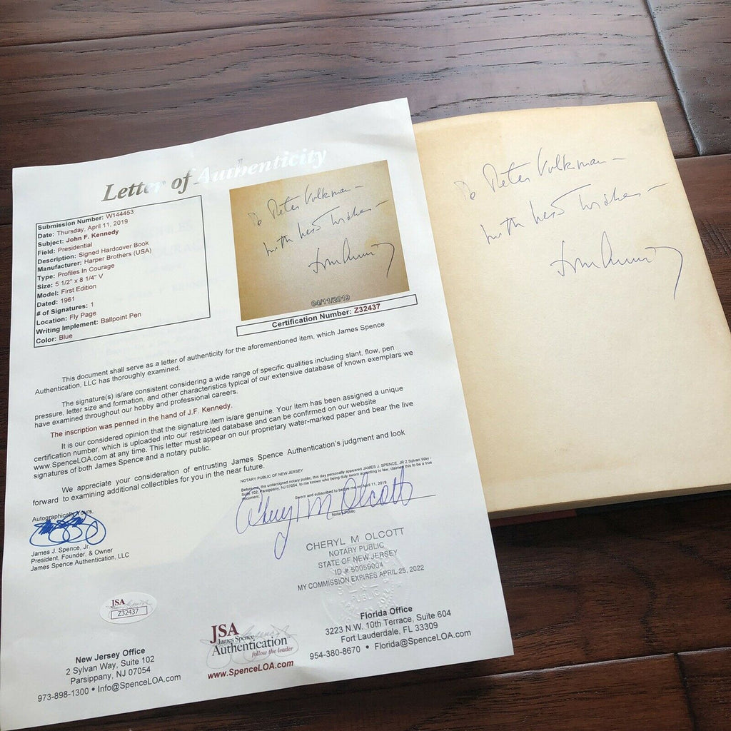 JOHN F. KENNEDY * JSA LOA * 1961 Signed AS PRESIDENT Book Profiles * Autograph