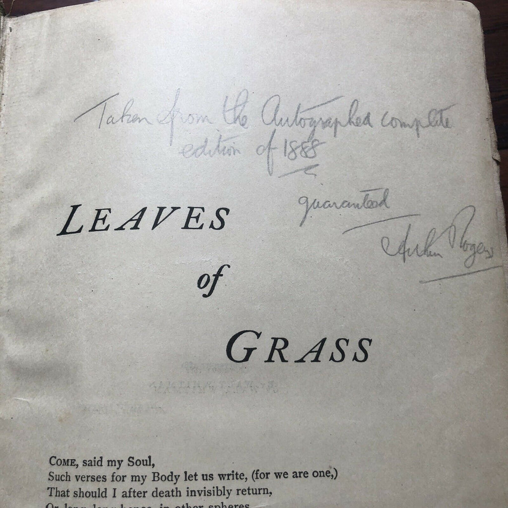 WALT WHITMAN * JSA LOA * Leaves Of Grass Autograph Book Signed