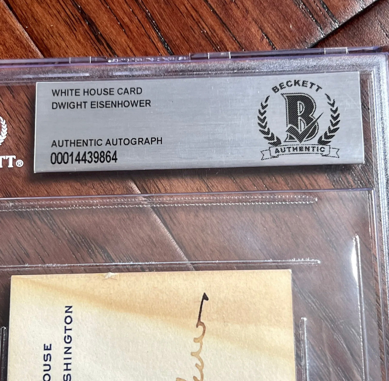 DWIGHT D. EISENHOWER * BAS BECKETT Slab * Signed White House Card Autograph