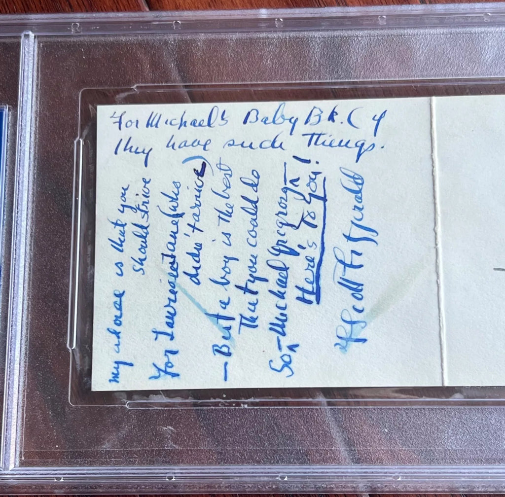 F. SCOTT FITZGERALD * PSA * Autograph UNPUBLISHED POEM Birth Announcement Signed