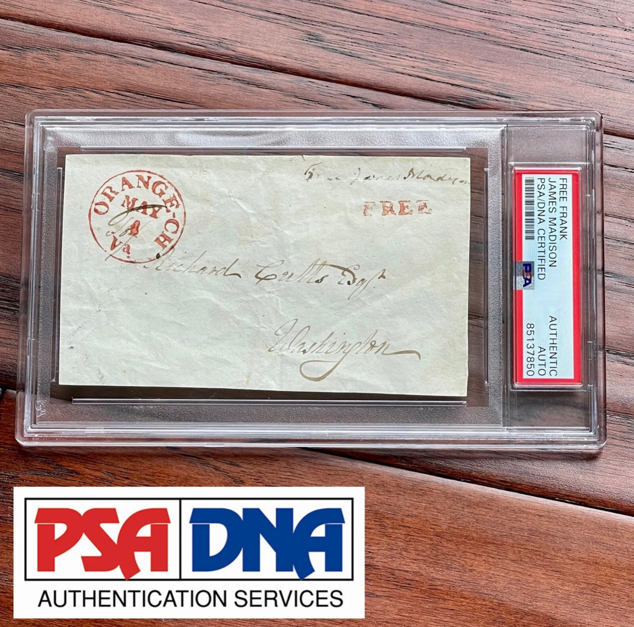 JAMES MADISON * PSA * Autograph FREE FRANK Signed + DOLLEY MADISON Handwriting