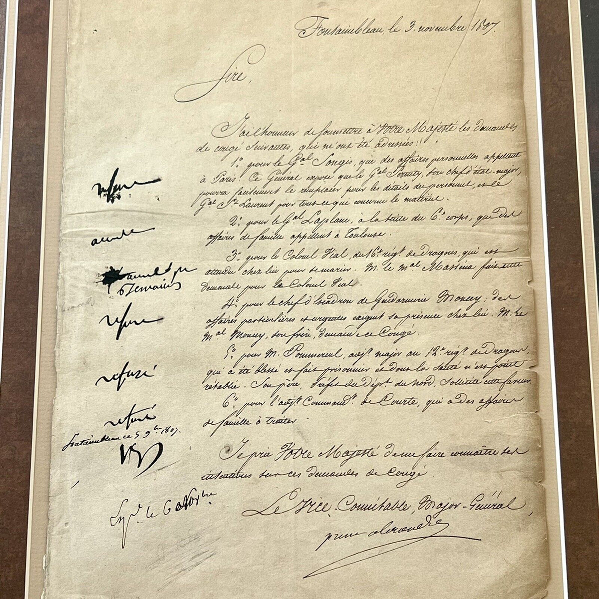 NAPOLEON BONAPARTE * JSA LOA * Signed Requests For Leaves of Absence Autograph