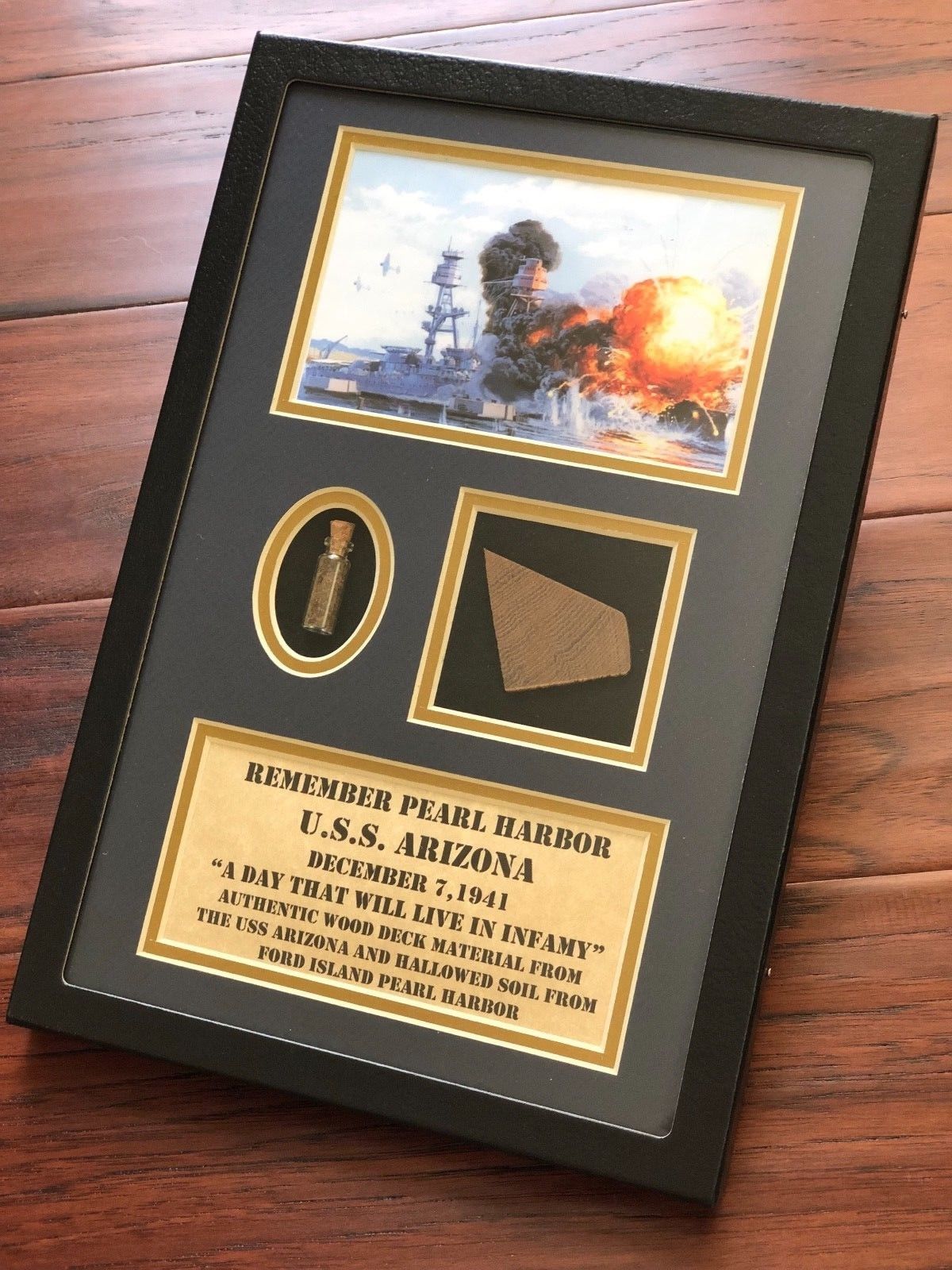 USS ARIZONA * Authentic DECK WOOD Artifact * PEARL HARBOR December 7, 1941 * COA