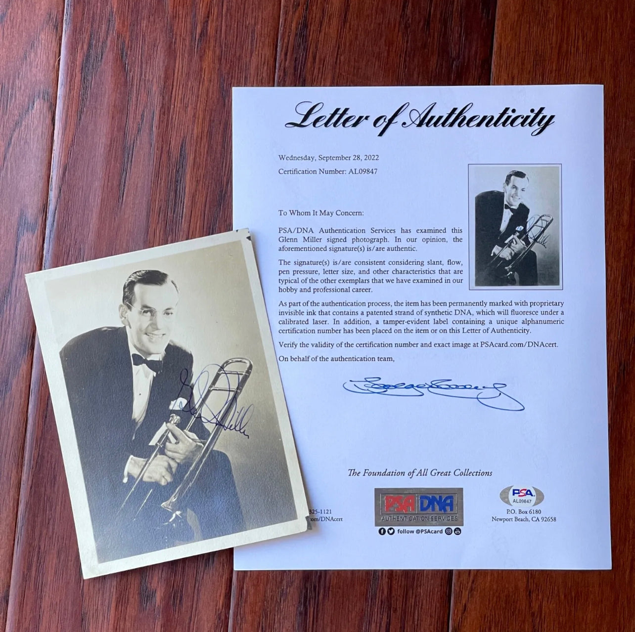 GLENN MILLER * PSA/DNA * Scarce AUTOGRAPH Photo Boldly SIGNED * Vanished