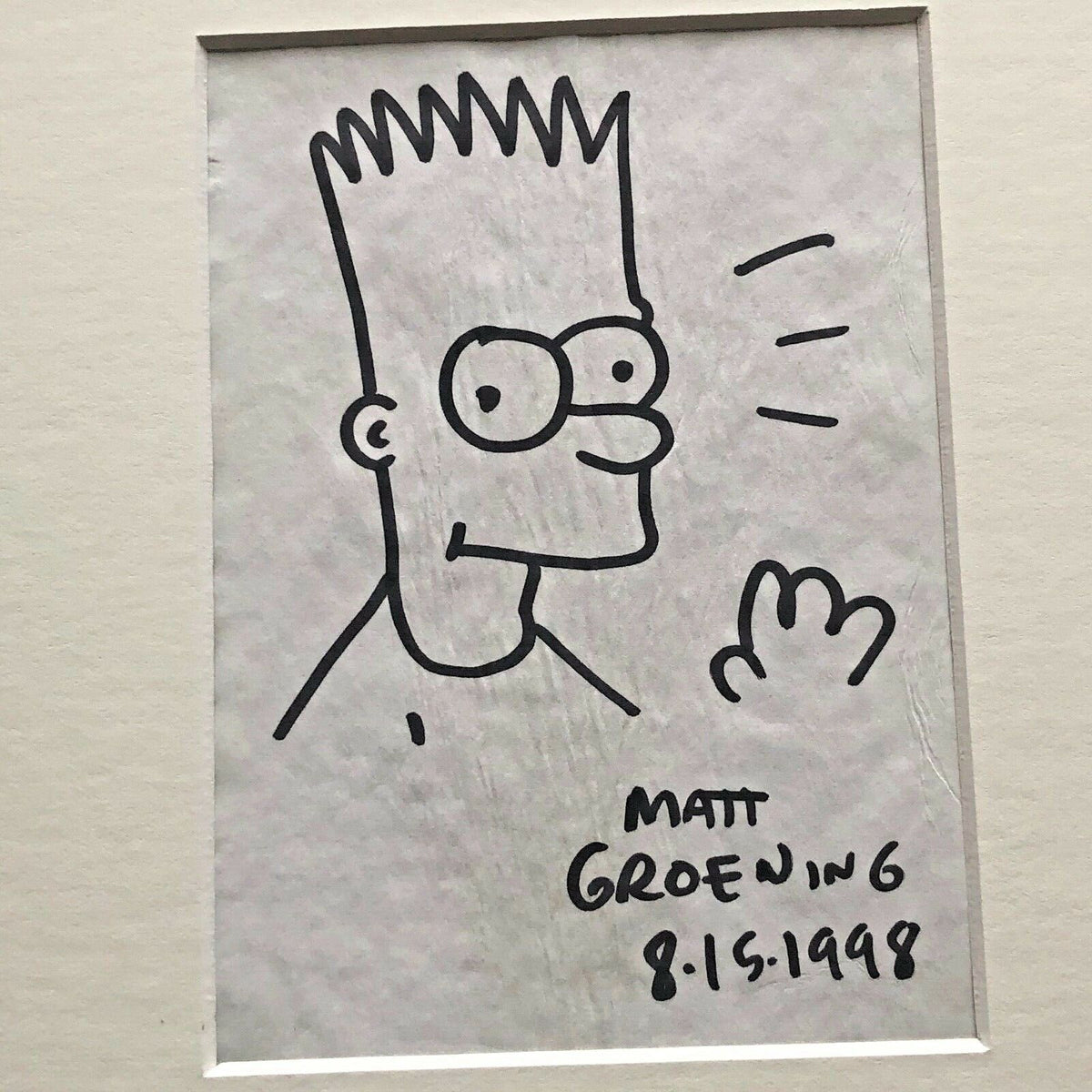 MATT GROENING * JSA * AUTOGRAPH Hand Drawn Bart Simpson SIGNED