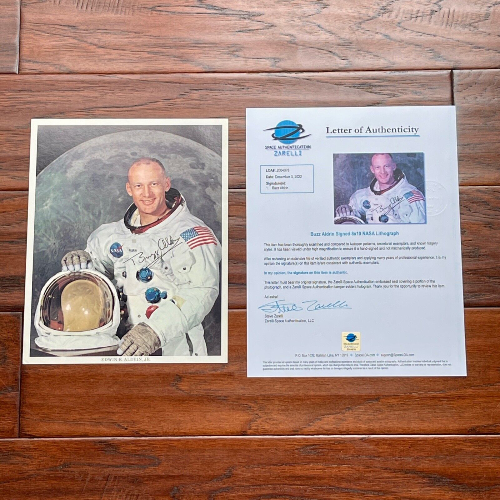 BUZZ ALDRIN * ZARELLI * Uninscribed Autograph Space Suit Photo SIGNED NASA Litho