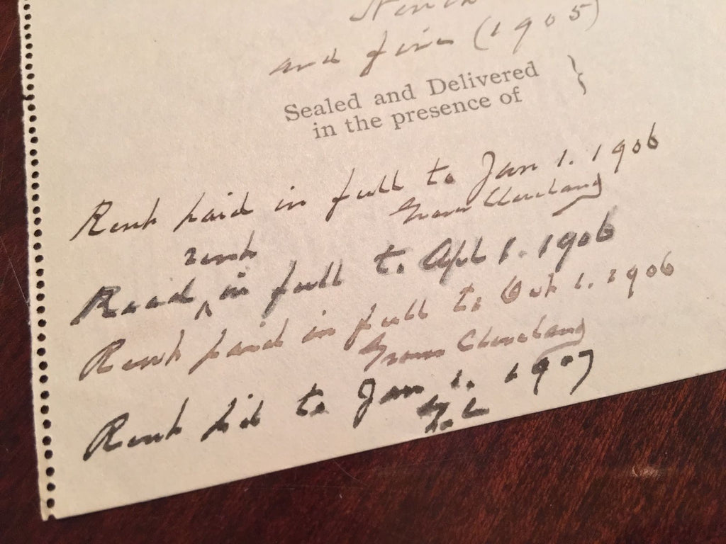 GROVER CLEVELAND * SIGNED 8x AUTOGRAPH Handwritten WESTLAND Lease * President