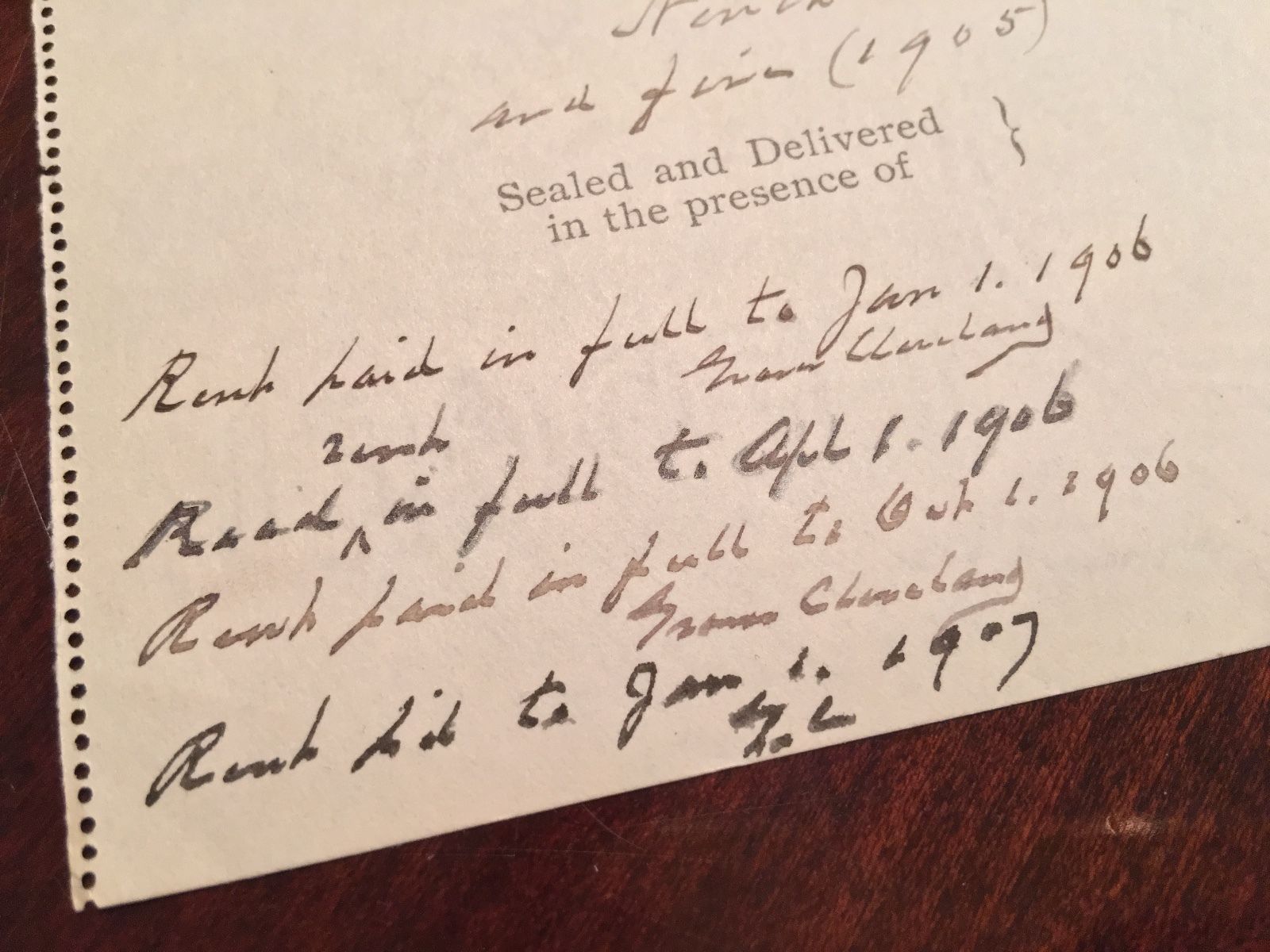 GROVER CLEVELAND * SIGNED 8x AUTOGRAPH Handwritten WESTLAND Lease * President