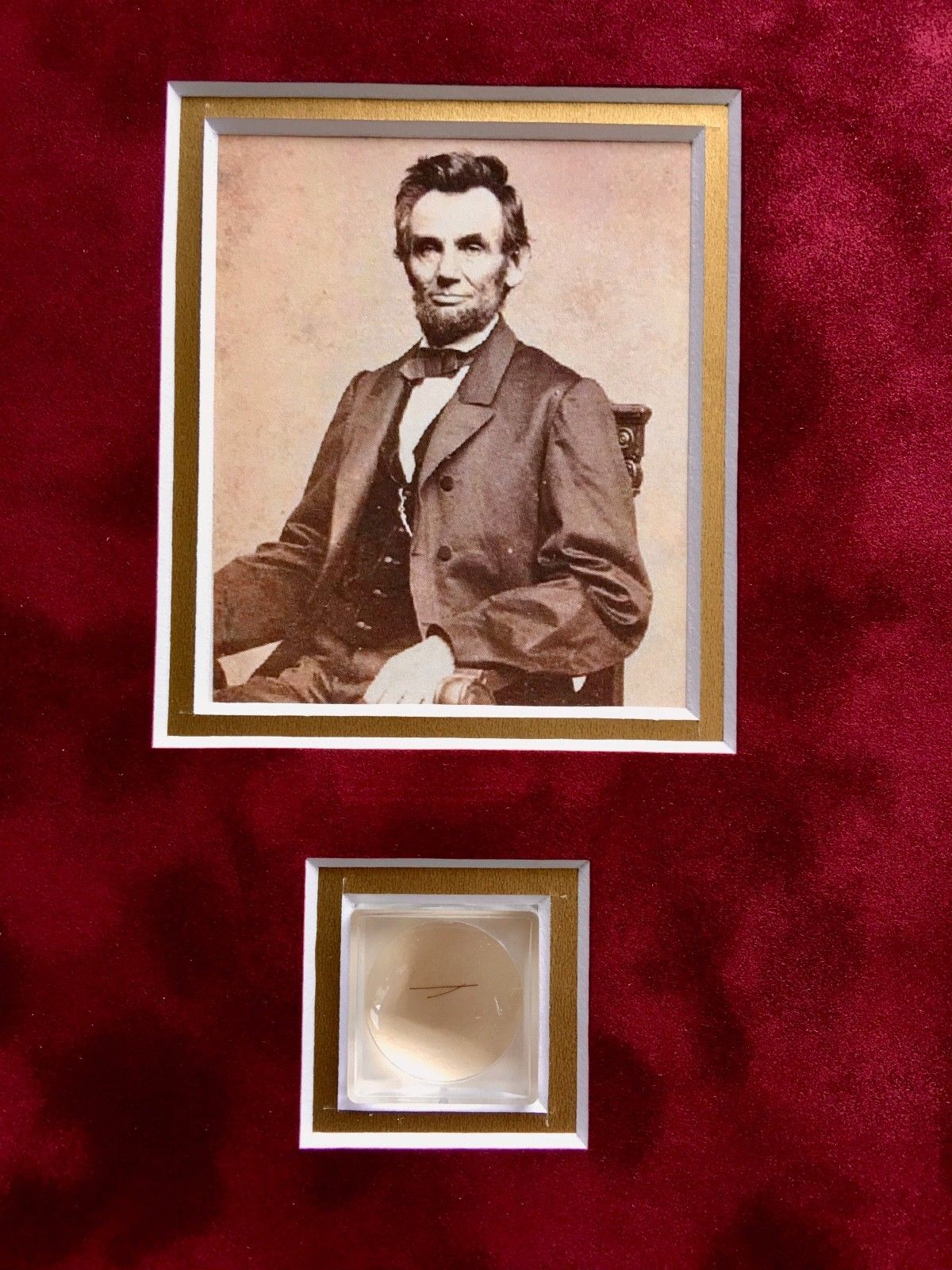 ABRAHAM LINCOLN * Genuine DEATHBED BANDAGE Relic + HAIR + PSA Cut Words * COAs