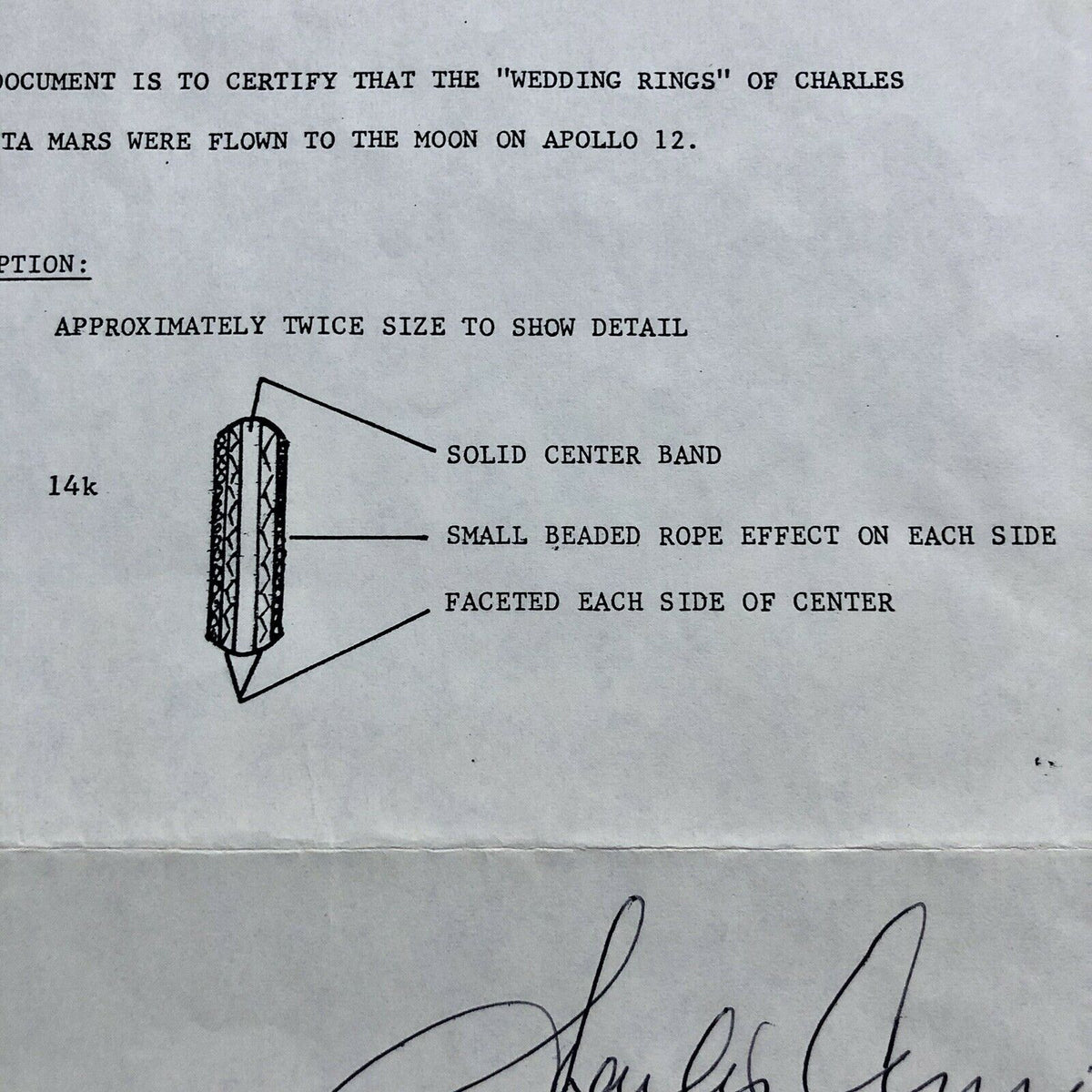APOLLO 12 * Ladies Wedding Ring Flown to the Moon * Charles Conrad COA * Signed