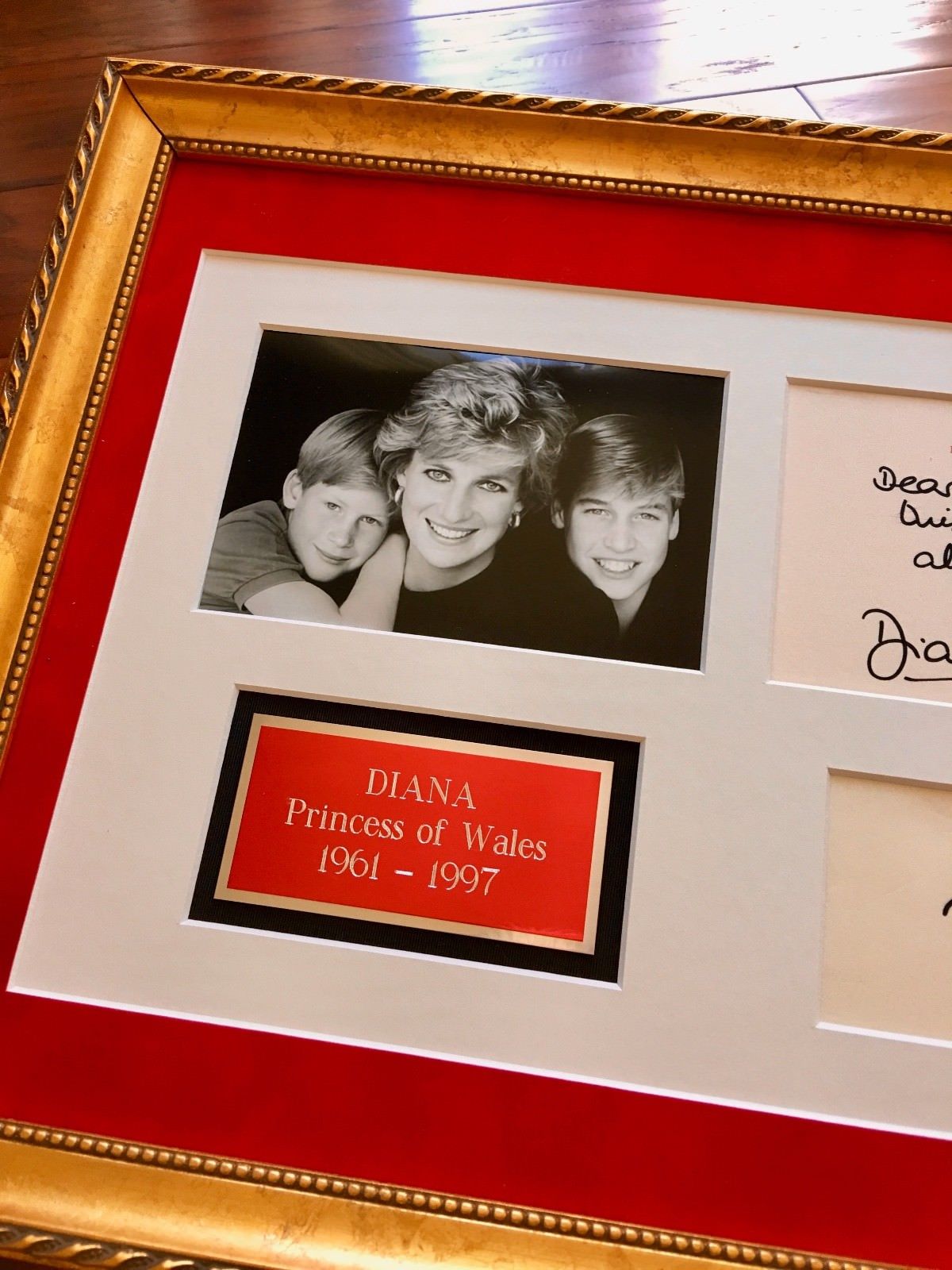 DIANA * Princess of Wales * KENSINGTON Autograph "love DIANA + THE BOYS" Signed