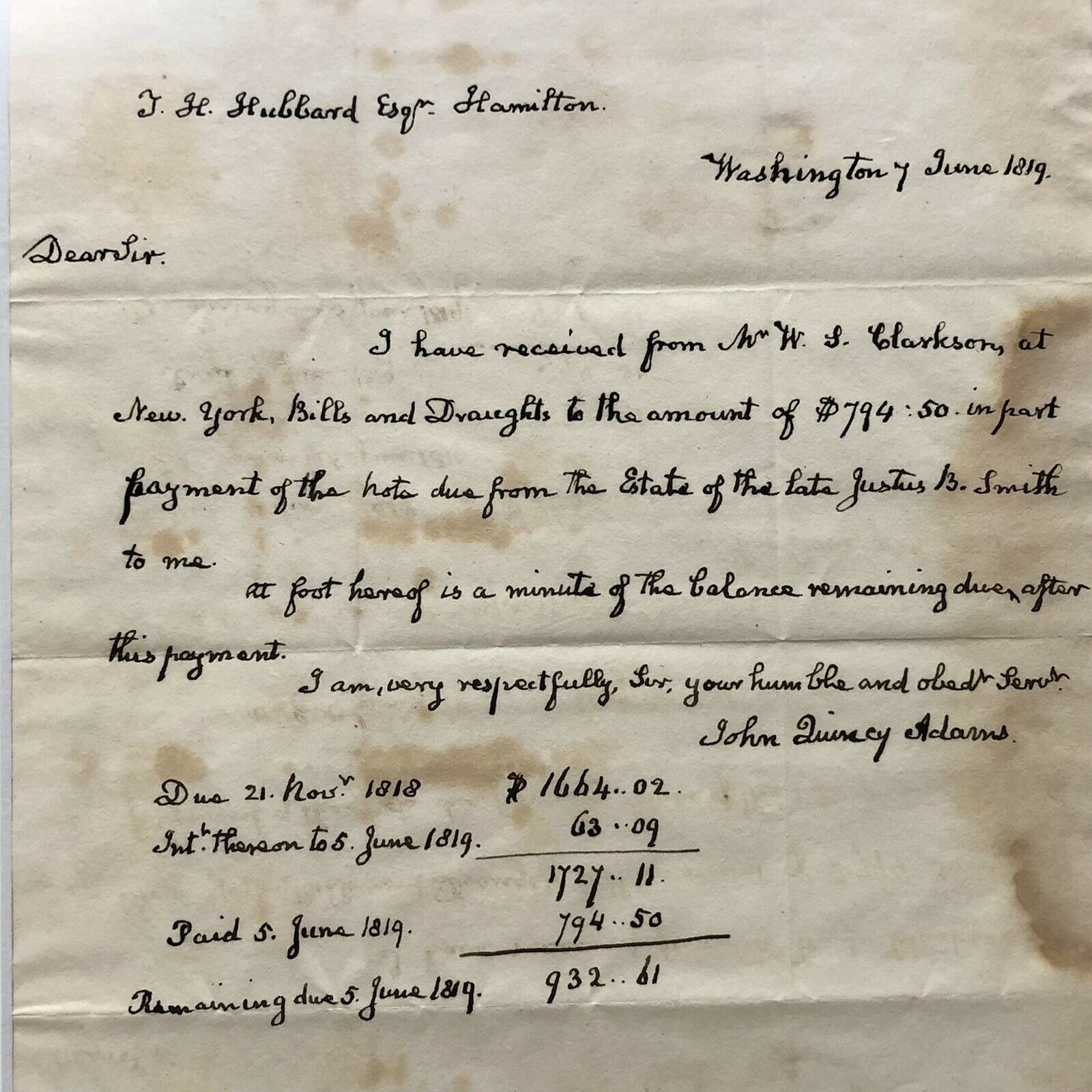 JOHN QUINCY ADAMS * PSA/DNA * Handwritten Autograph Letter Signed Full Signature