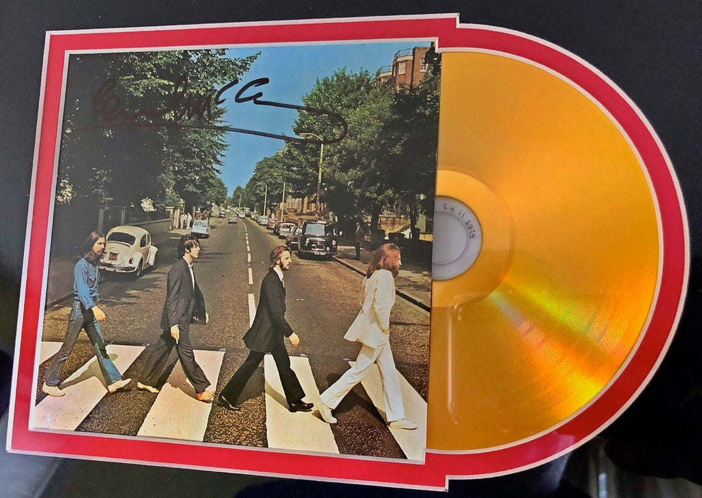 PAUL MCCARTNEY * Perry Cox * ABBEY ROAD Autograph Mini GOLD RECORD Signed BEATLE