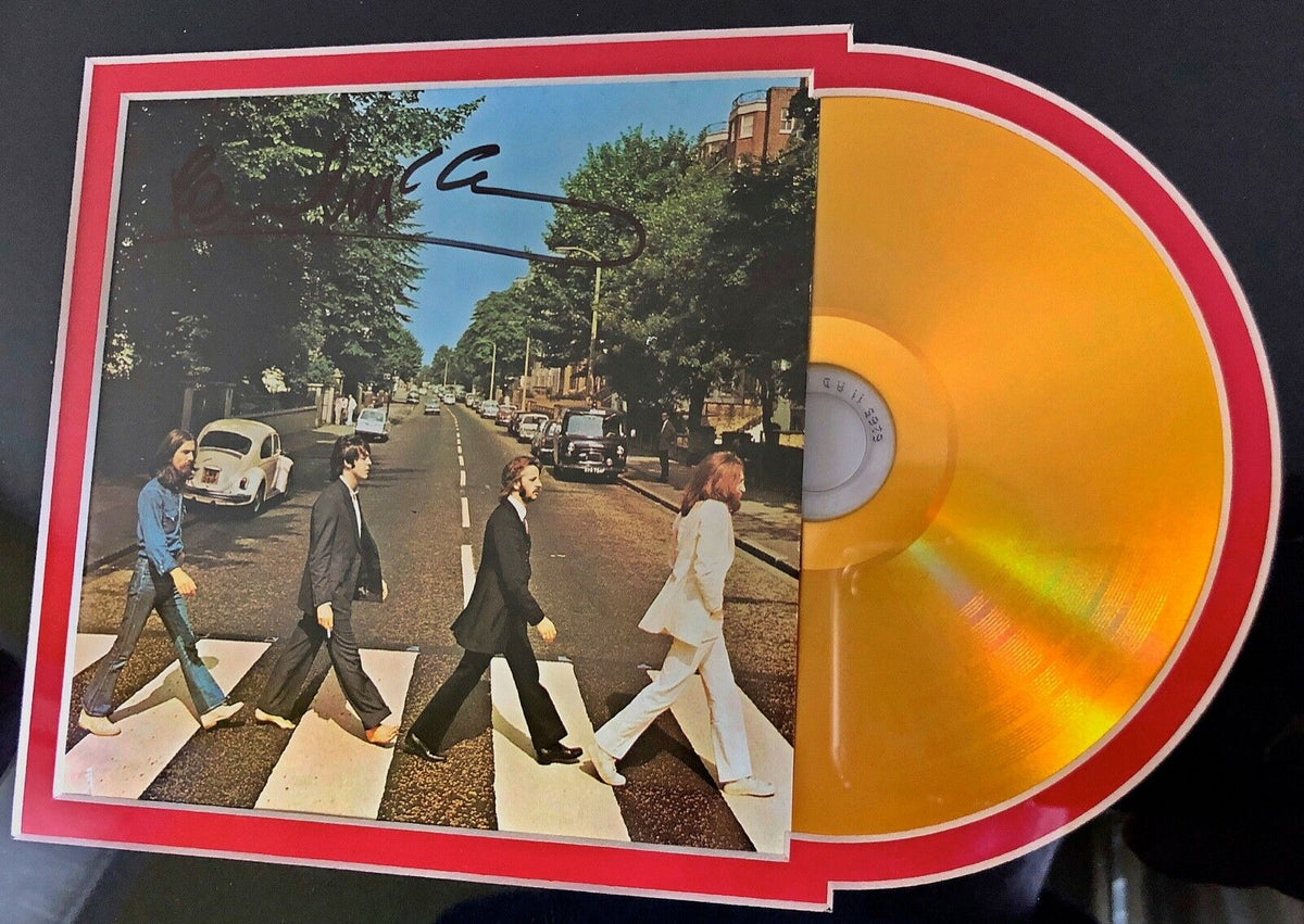 PAUL MCCARTNEY * Perry Cox * ABBEY ROAD Autograph Mini GOLD RECORD Signed BEATLE