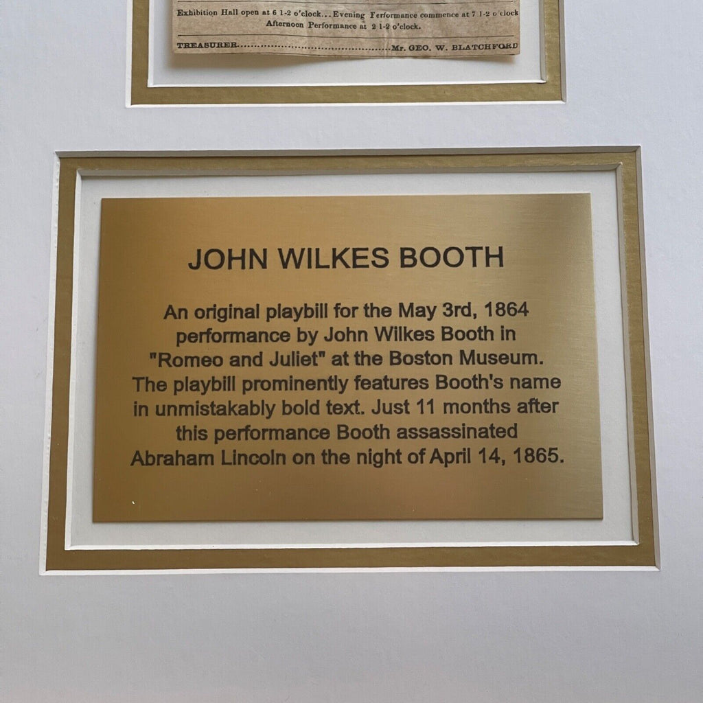 JOHN WILKES BOOTH * Authentic ROMEO & JULIET Playbill * 1864 * Abraham Lincoln
