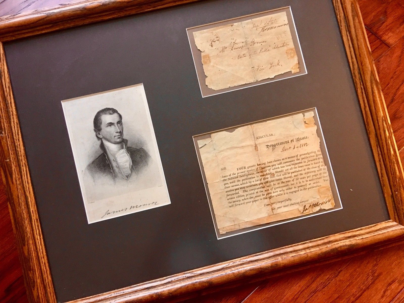 JAMES MONROE * Double (2x) AUTOGRAPH SIGNED as Secretary of State