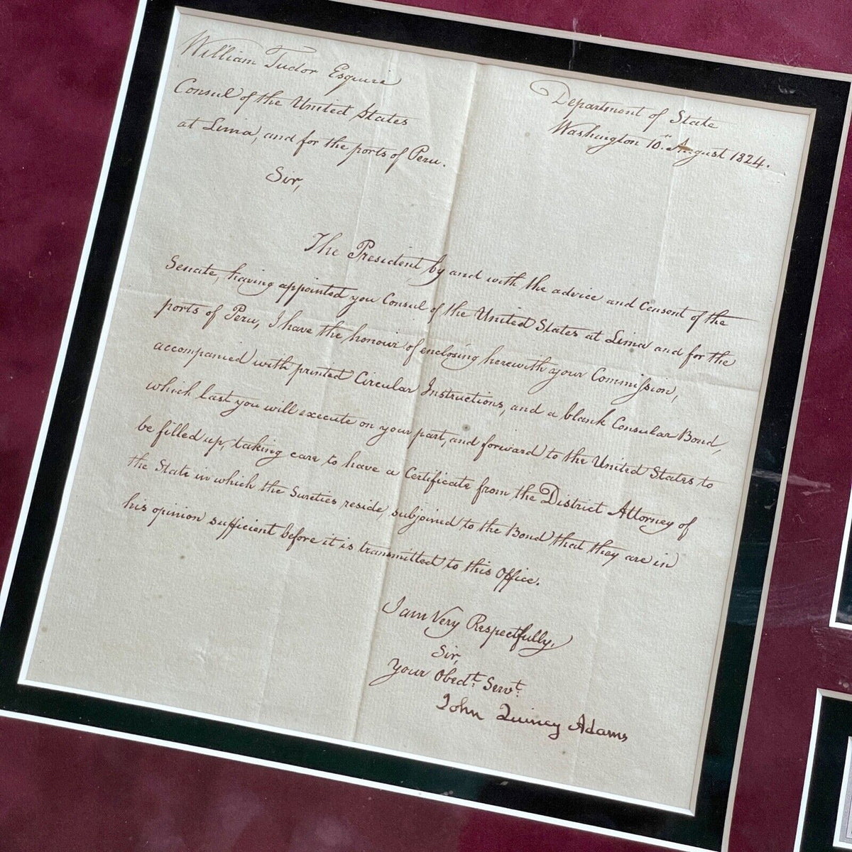 JOHN QUINCY ADAMS * JSA * Autograph Diplomatic Commission Letter Signed * Peru