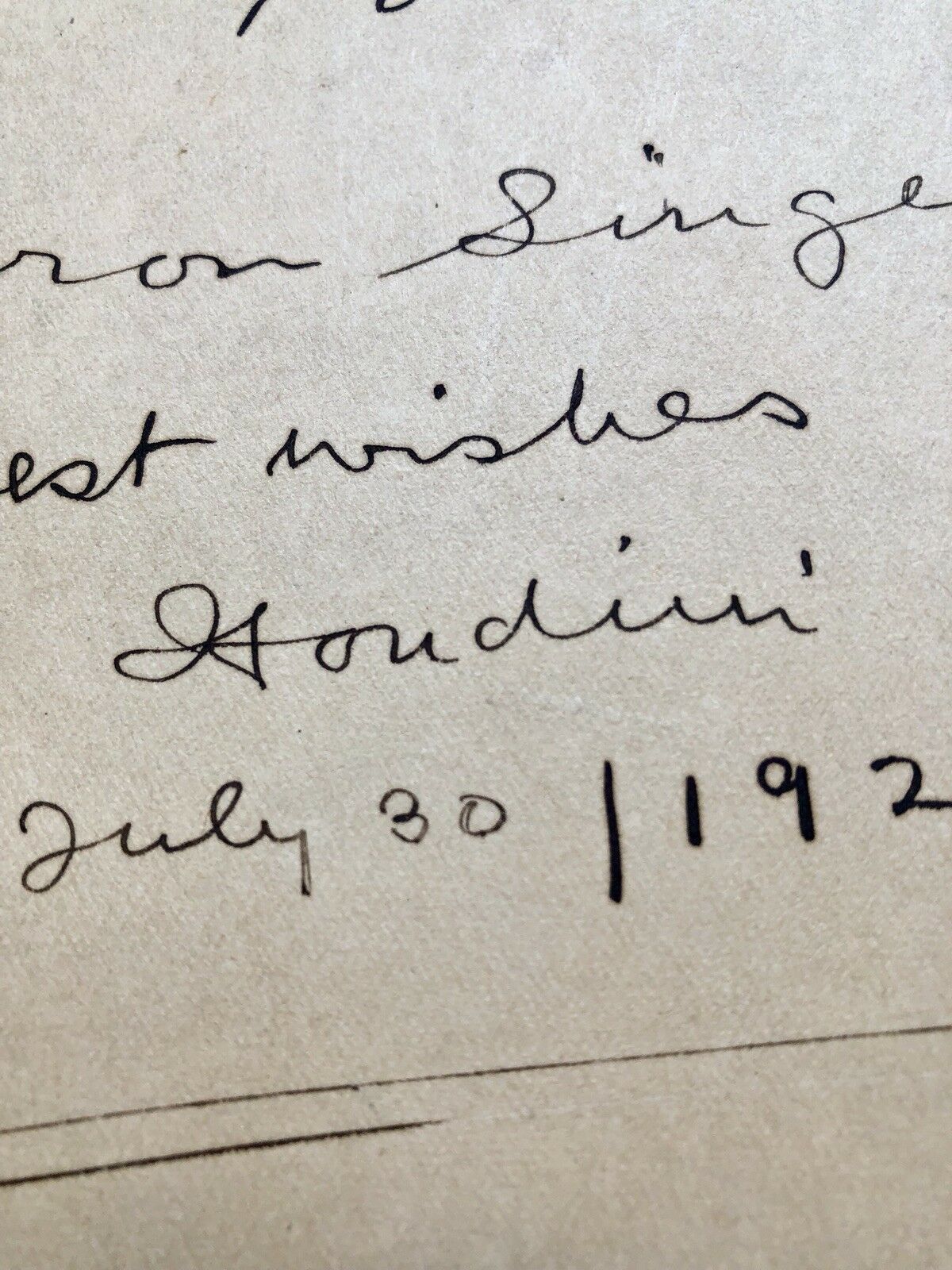 HARRY HOUDINI * PSA/DNA * Hand Signed & Inscribed Book Page * Magician Autograph