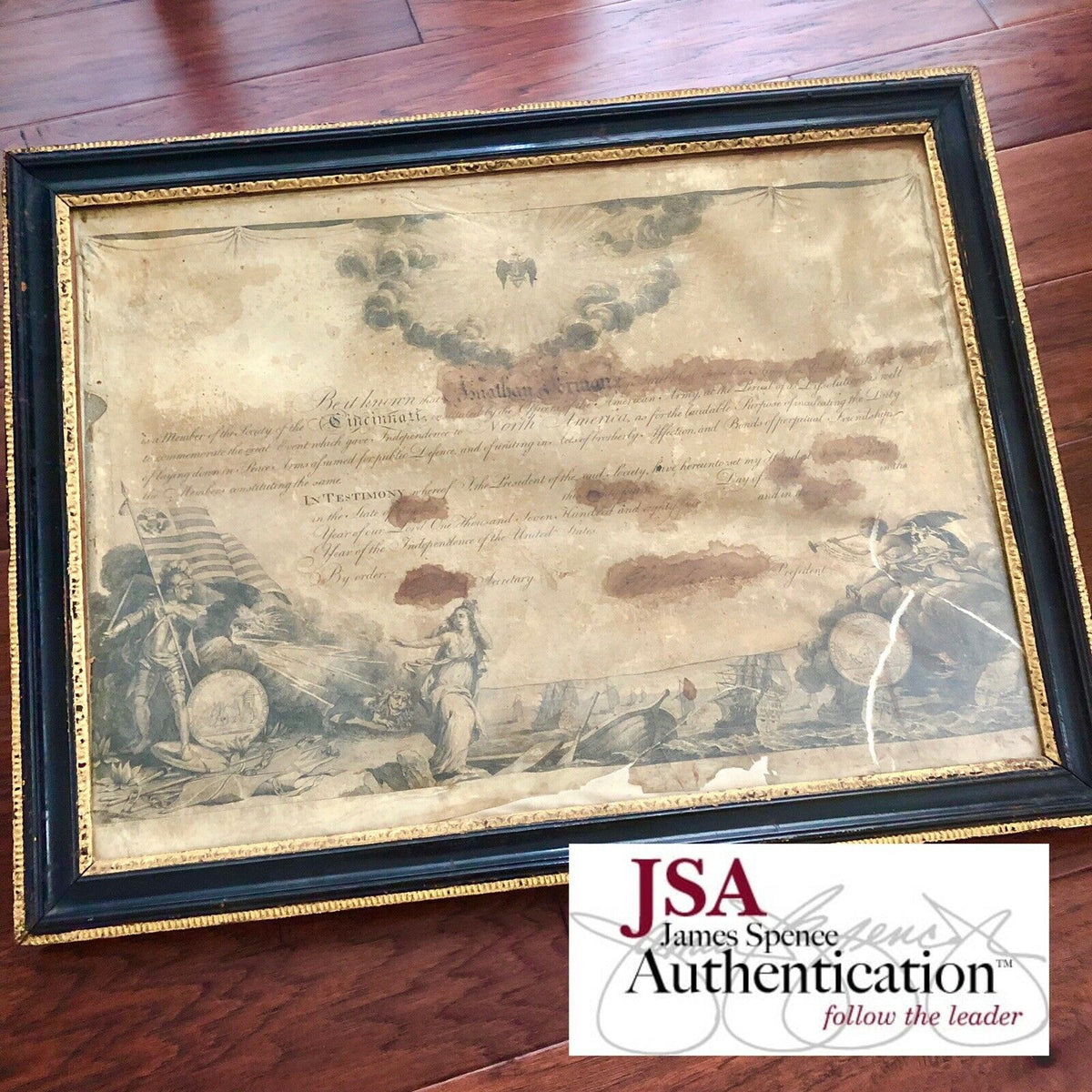 GEORGE WASHINGTON * JSA COA * Signed to VP of Society Cincinnati Autograph *