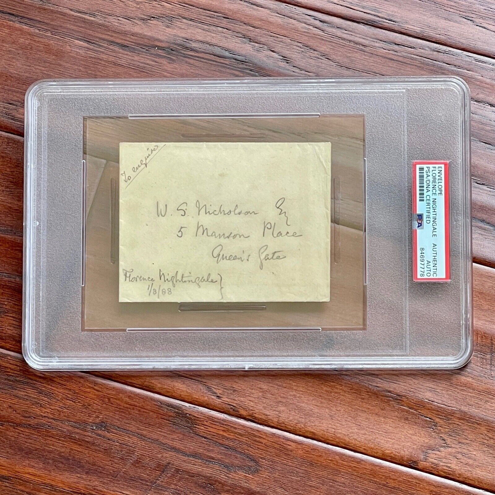 FLORENCE NIGHTINGALE * PSA/DNA * AUTOGRAPH Envelope SIGNED * To Red Cross Member