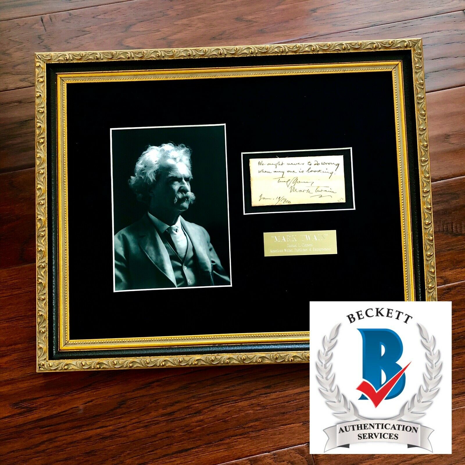 MARK TWAIN / SAMUEL L. CLEMENS * BAS Beckett LOA * Hand Signed Autograph Quote *