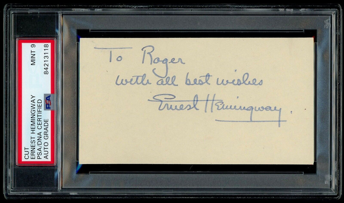ERNEST HEMINGWAY * PSA/DNA Mint 9 * Hand Signed Autograph Card * Book Author