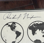 RICHARD NIXON * PSA/DNA * Autograph APOLLO 11 Earth Plaque Signed * KAPTON FOIL