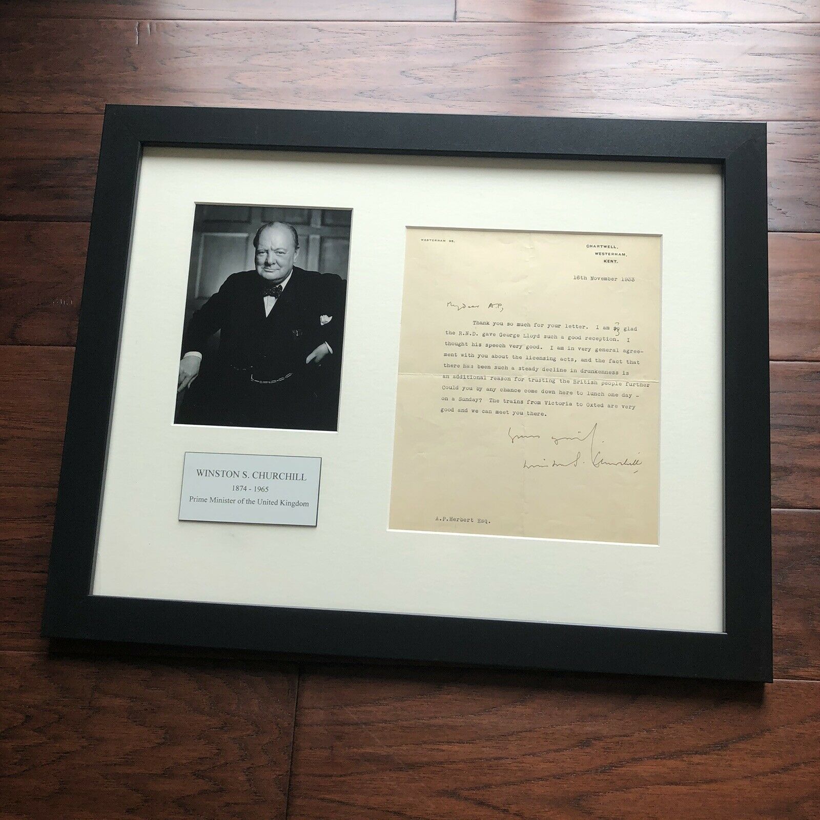 WINSTON S CHURCHILL * JSA LOA * Signed Letter RE "Drunkeness in UK" Autograph *