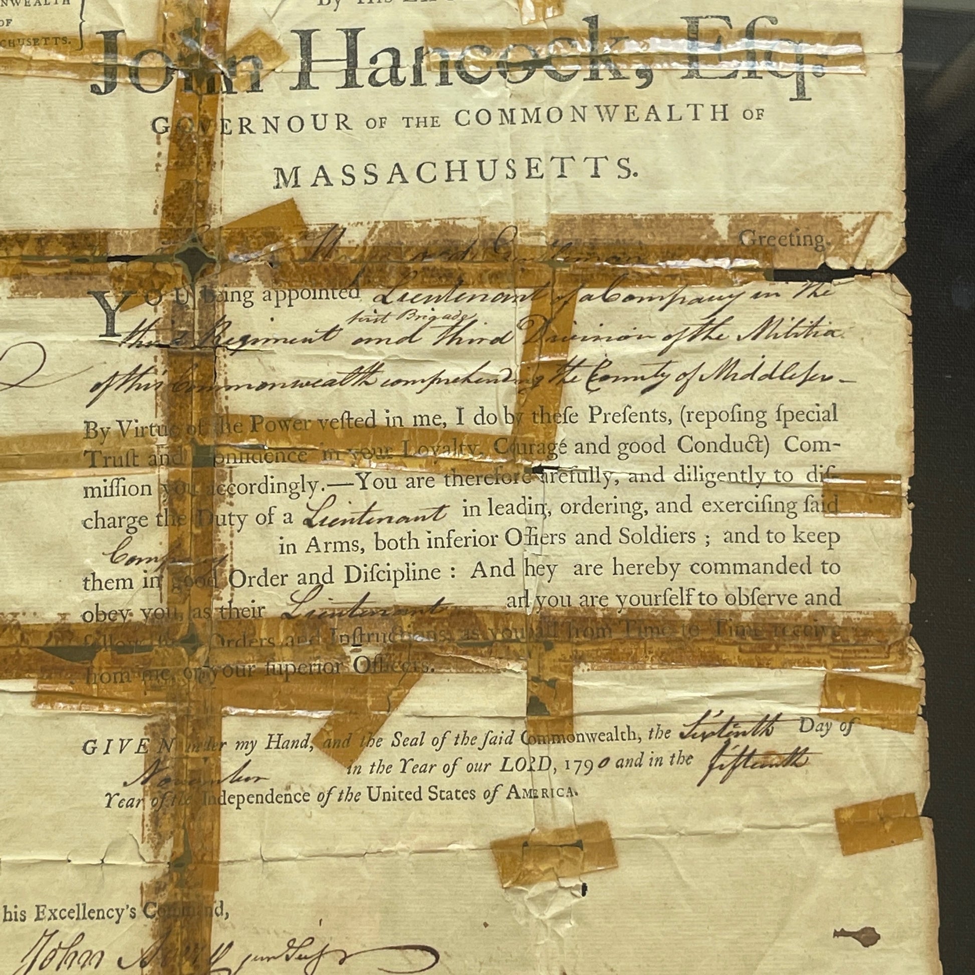JOHN HANCOCK * PSA/DNA * Signed Militia Appointment Autograph Full Signature