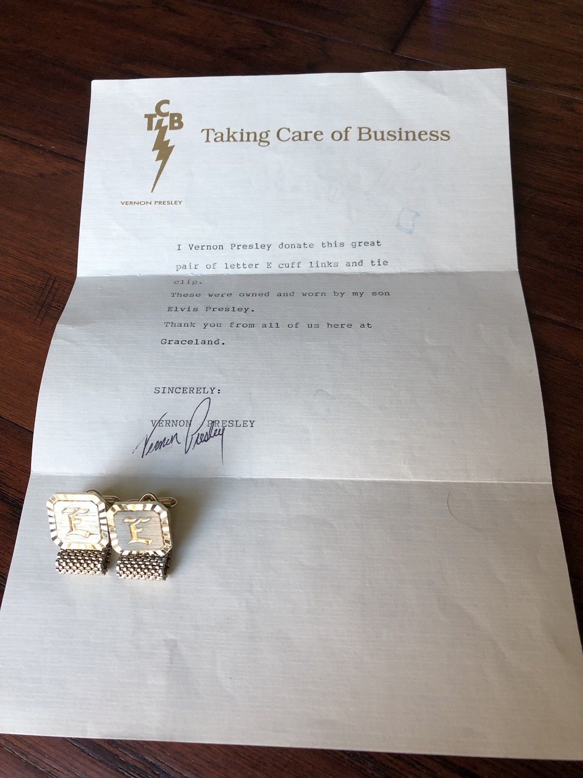 ELVIS PRESLEY * Personally OWNED & WORN CUFF LINKS * COA From His Father