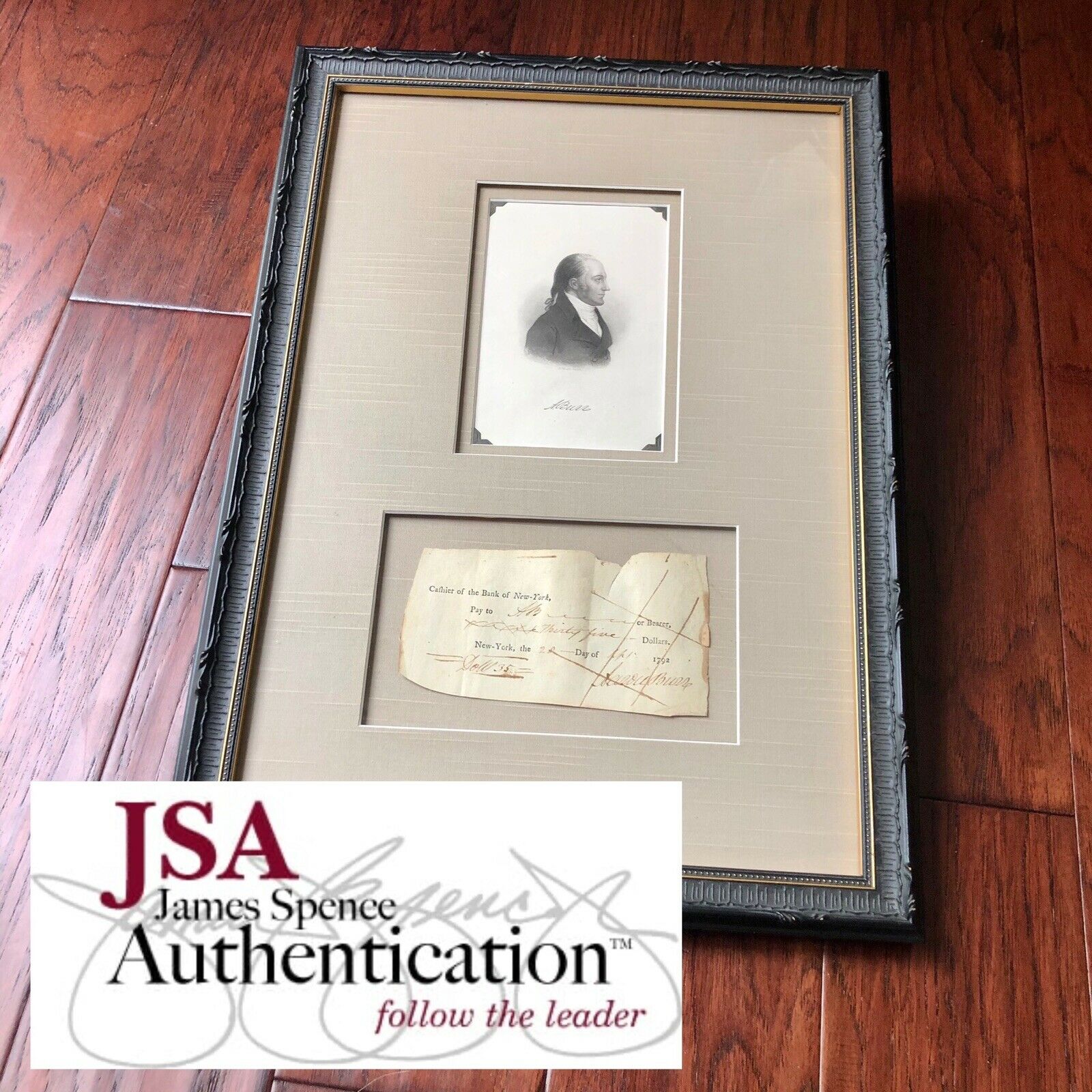 AARON BURR * JSA LOA * Autograph 2x Signed Check Dueled Alexander Hamilton