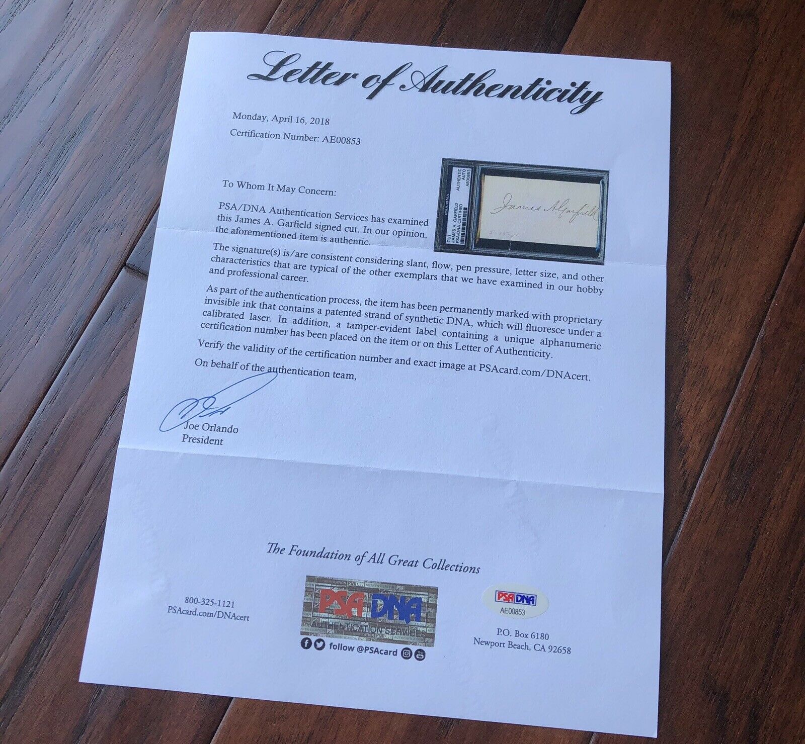 JAMES A. GARFIELD * Autograph Card AS PRESIDENT Hand Signed * PSA/DNA Slabbed