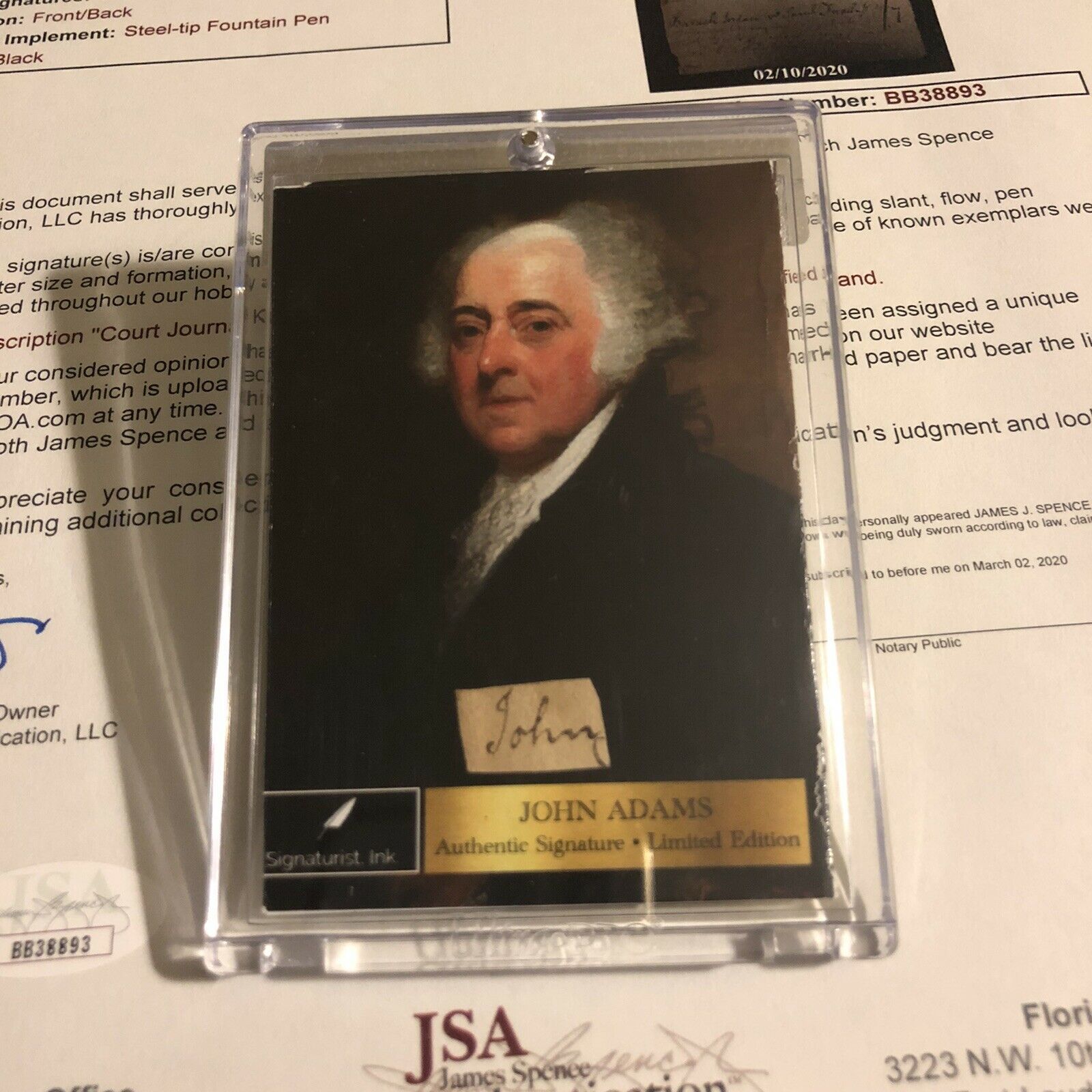 JOHN ADAMS * JSA * Scarce AUTOGRAPH Cut Signature SIGNED * 2nd President