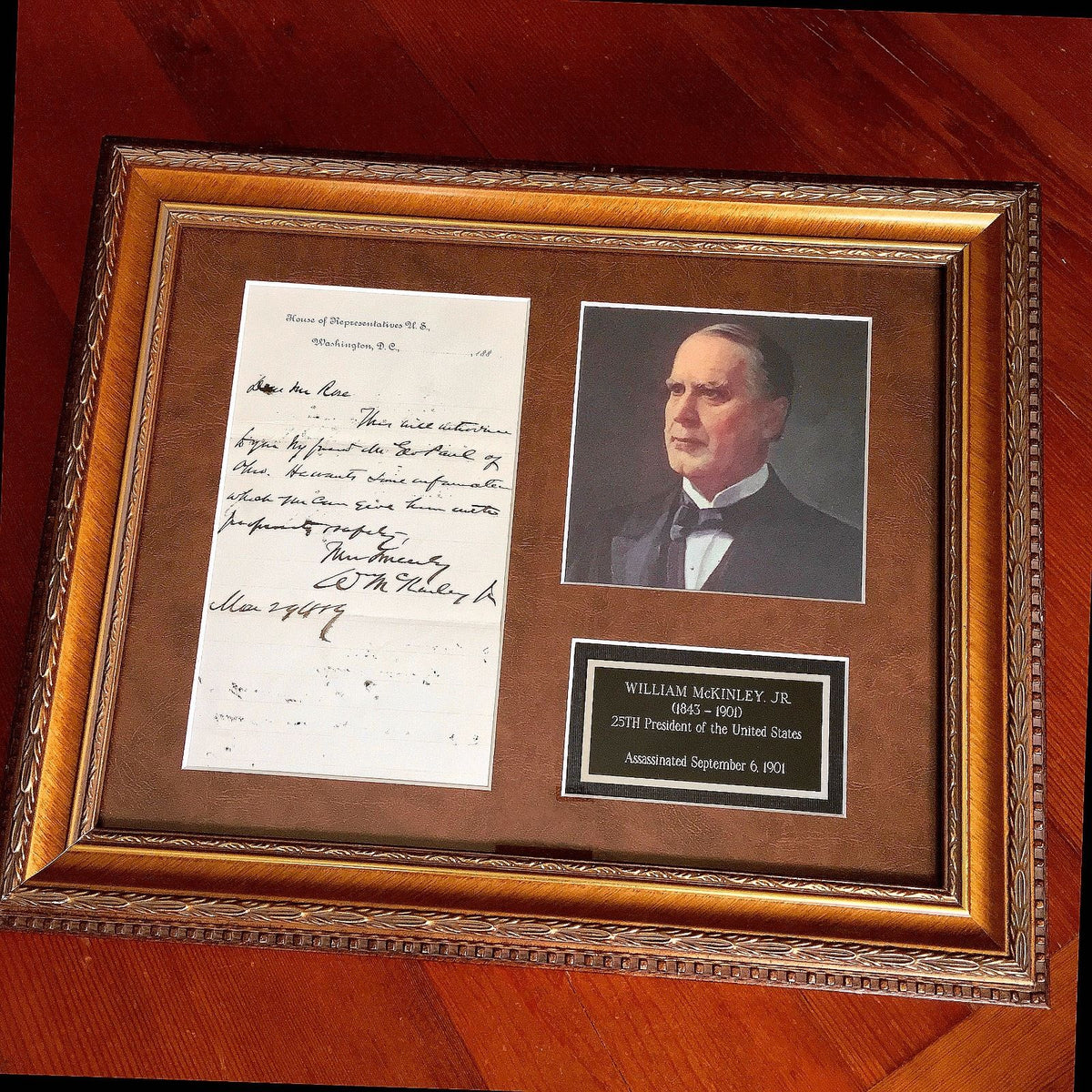 WILLIAM McKINLEY * Rare Handwritten AUTOGRAPH Letter SIGNED * Assassinated 1901